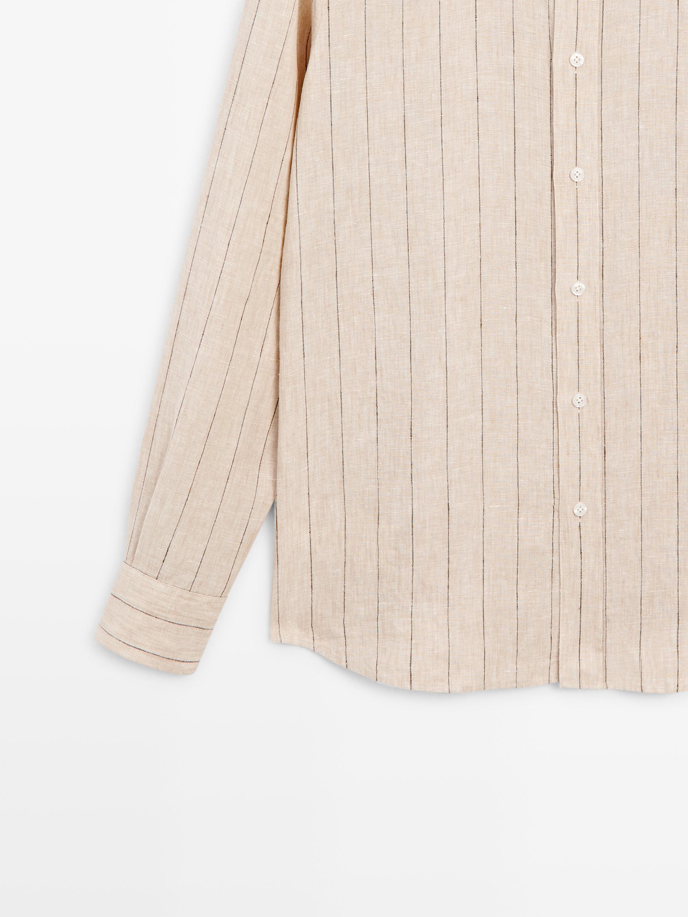 Regular fit striped linen shirt